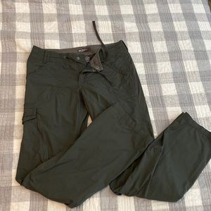 REI womens hiking pants in slate gray.